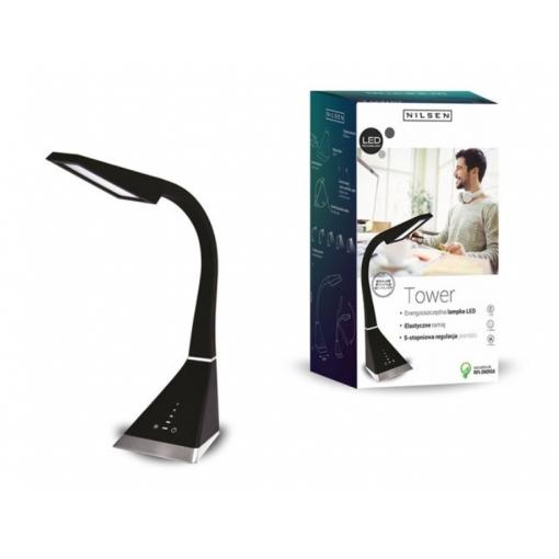 NILSEN LED stolní lampa TOWER dotyková, stmívatelná, 8W, volba teploty světla, černá   US002