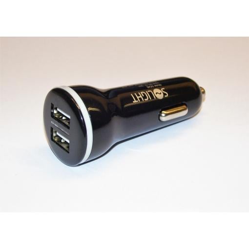 USB nabíječka, adaptér do auta 2x USB, max. 4200 mA, 12 - 24V DC, černý  DC45