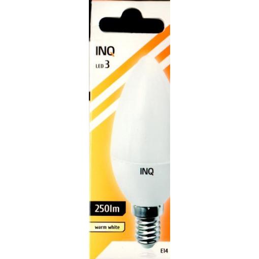 LED žárovka INQ, E14 svíč.3W B37, teplá bílá   IN403153