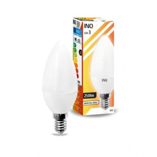 LED žárovka INQ, E14 svíč.3W B37, neutrální bílá   IN403160