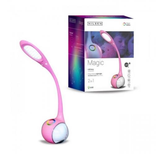 NILSEN LED stolní lampa MAGIC dotyková, stmívatelná, 7W, barev.podsvícení, růžová   US005