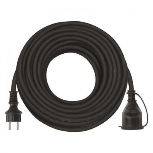 Prodlužovací přívod - spojka, 1zás. 20m, 3x1,5mm2, černá, gumový  P01720