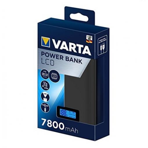 Záložní zdroj energie VARTA LCD PowerBank 7800mA, 2xUSB, 1xmicroUSB  57970
