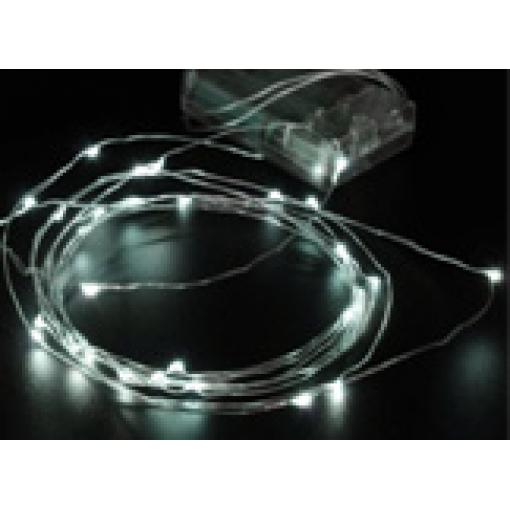 LED vánoční řetěz, kapky, 2m, 20x LED, 3x AA, bílé světlo, transpar.kabel  BAT-Z20LED-W