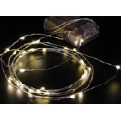 LED vánoční řetěz, kapky, 2m, 20x LED, 3x AA, teplé bílé světlo, transpar.kabel  BAT-Z20LED-WW