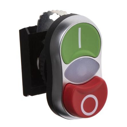 BACO Hlava tlačítka, řada: BACO Zelená, Červená Vratná pružina, průměr výřezu: 22 mm IP66