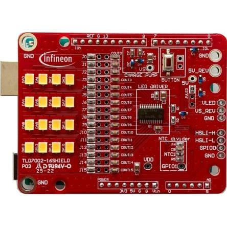 Infineon Vyhodnocovací sada LED TLD700216SHIELDTOBO1, Ovladač LED, TLD7002-16SHIELD pro Arduino, TLD7002-16SHIELD