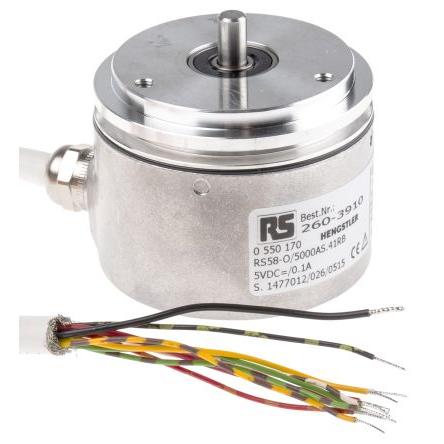 Přírůstkový kodér, řada: RI58-O Přírůstkové RS422 5V dc 10000 rpm 5000 ppr Dutý IP65, IP64, IP67 Hengstler 12 mm