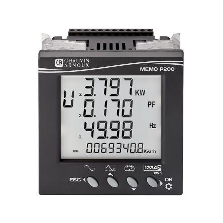 Měřič spotřeby energie, řada: MEMO P200 Podsvícení LCD 4číslicový 3fázový Impulzový výstup, výška výřezu: 90 mm, šířka