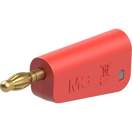 Staubli Zkušební zástrčka, 4 mm, 30V ac, 32A, Červená, Vnější Šroubová, materiál kontaktu: Slitina měď-zinek, pokovení