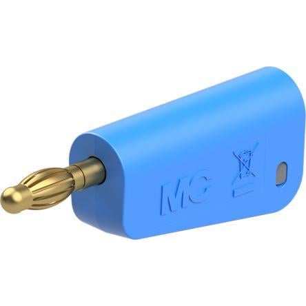 Staubli Zkušební zástrčka, 4 mm, 30V ac, 32A, Modrá, Vnější Šroubová, materiál kontaktu: Slitina měď-zinek, pokovení