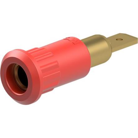 Staubli Testovací zásuvka, 4 mm, 30V ac, 25A, Červená, Vnitřní Jazýček, materiál kontaktu: Slitina měď-zinek, délka: 30
