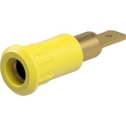Staubli Testovací zásuvka, 4 mm, 30V ac, 25A, Žlutá, Vnitřní Jazýček, materiál kontaktu: Slitina měď-zinek, pokovení