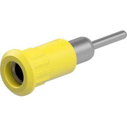 Staubli Testovací zásuvka, 4 mm, 30V ac, 25A, Žlutá, Vnitřní Pájecí, materiál kontaktu: Slitina měď-zinek, délka: 34.5