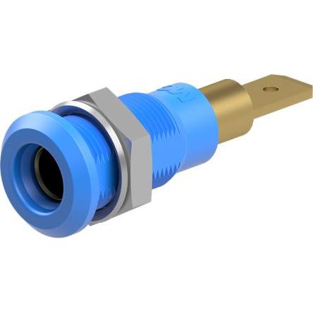 Staubli Testovací zásuvka, 4 mm, 30V ac, 25A, Modrá, Vnitřní Jazýček, materiál kontaktu: Slitina měď-zinek, pokovení