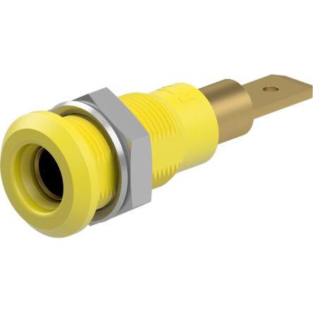 Staubli Testovací zásuvka, 4 mm, 30V ac, 25A, Žlutá, Vnitřní Jazýček, materiál kontaktu: Slitina měď-zinek, pokovení
