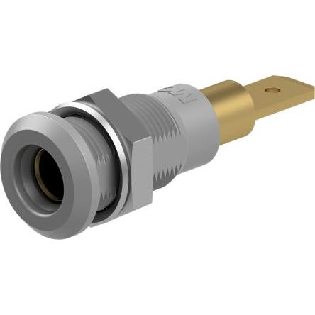 Staubli Testovací zásuvka, 4 mm, 30V ac, 25A, Šedá, Vnitřní Jazýček, materiál kontaktu: Slitina měď-zinek, pokovení
