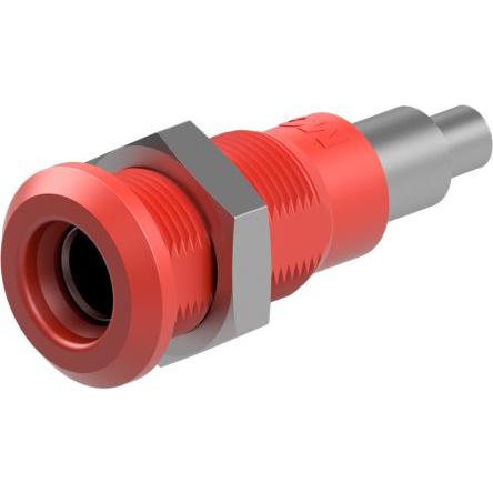 Staubli Testovací zásuvka, 4 mm, 30V ac, 25A, Červená, Vnitřní Pájecí, materiál kontaktu: Slitina měď-zinek, délka: 26