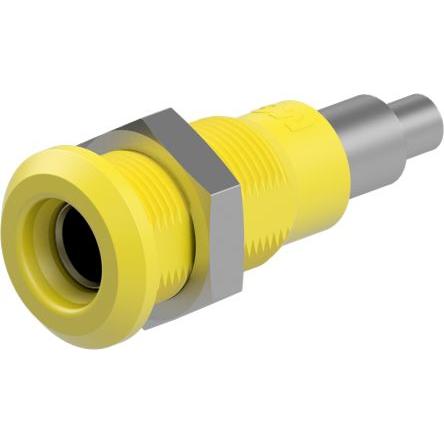 Staubli Testovací zásuvka, 4 mm, 30V ac, 25A, Žlutá, Vnitřní Pájecí, materiál kontaktu: Slitina měď-zinek, pokovení