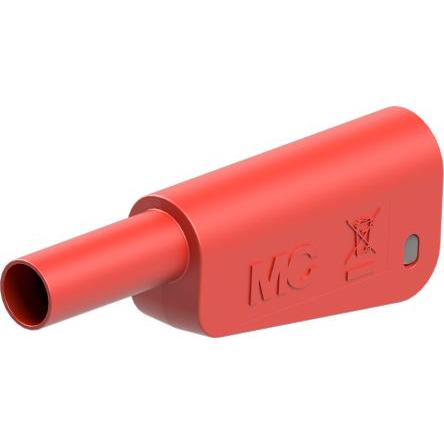Staubli Zkušební zástrčka, 4 mm, 1kV, 32A, Červená, Vnější Pájecí, materiál kontaktu: Slitina měď-zinek, pokovení