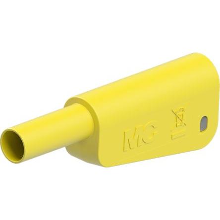 Staubli Zkušební zástrčka, 4 mm, 1kV, 32A, Žlutá, Vnější Pájecí, materiál kontaktu: Slitina měď-zinek, pokovení