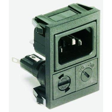 Bulgin Konektor IEC C14, orientace těla: Rovný, Zacvakávací montáž velikost pojistky 5 x 20 mm Vnitřní, 250V 10A