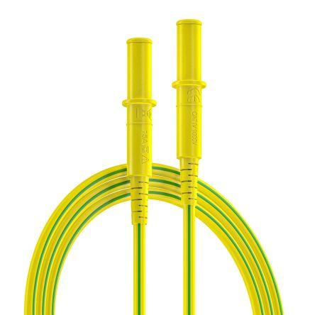 RS PRO Zkušební vodiče pro připojení, Zelená, Žlutá 10A, délka kabelů: 500 mm, 1000V, Silikon, úroveň kategorie: CAT 0,
