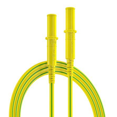 RS PRO Zkušební vodiče pro připojení, Žlutá, Zelená 10A, délka kabelů: 3 m, 1000V, Silikon, úroveň kategorie: CAT 0, CAT