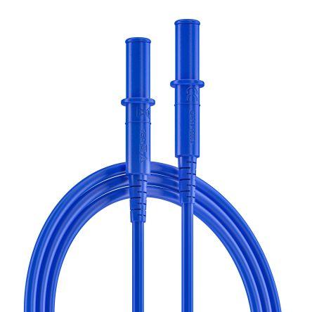 RS PRO Zkušební vodiče pro připojení, Modrá 10A, délka kabelů: 500 mm, 1000V, Silikon, úroveň kategorie: CAT 0, CAT II