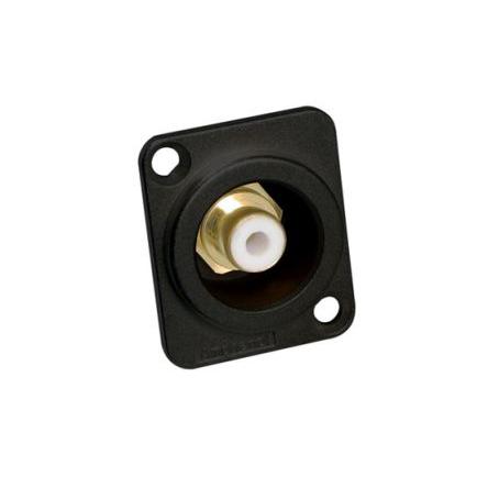 Amphenol Industrial Zásuvka RCA, orientace těla: Rovný, Černá, Panel, pokovení: Zlatá 75A, 75 °C, -25 °C, 25V