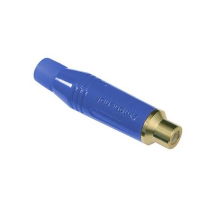 Amphenol Industrial Zásuvka RCA, orientace těla: Rovný, Modrá, Kabel, pokovení: Zlatá 10A, 75 °C, -25 °C, materiál