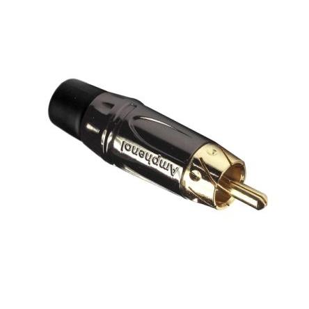 Amphenol Industrial Zástrčka RCA, orientace těla: Rovný, Stříbrná, Černá, Kabel, pokovení: Zlatá 10A, 75 °C, -25 °C,