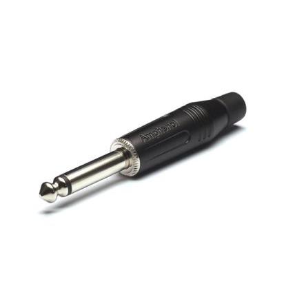 Amphenol Industrial Konektor jack, Kabel, Telefonní zástrčka, Pájecí Vnější, 1/4 in 2 10A barva Černá, orientace těla: