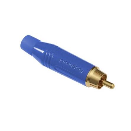 Amphenol Industrial Zástrčka RCA, orientace těla: Rovný, Modrá, Kabel, pokovení: Zlatá 10A, 75 °C, -25 °C, materiál