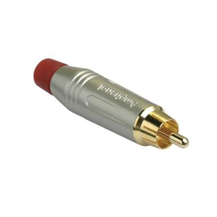 Amphenol Industrial Zástrčka RCA, orientace těla: Rovný, Saténová zlatá, Kabel, pokovení: Zlatá 10A, 75 °C, -25 °C,