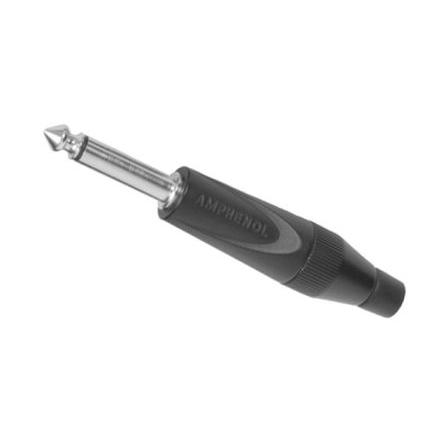 Amphenol Industrial Konektor jack, Kabel, Telefonní zástrčka, Pájecí Vnější, 1/4 in 2 10A barva Černá, orientace těla: