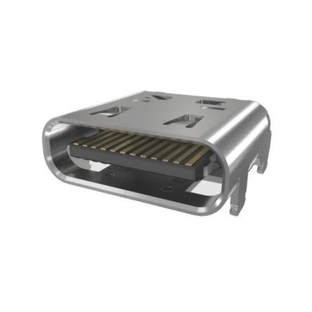 Amphenol Communications Solutions Konektor USB C, řada: USB4 Vnitřní, orientace těla: Pravý úhel USB typu C, 20V, Horní