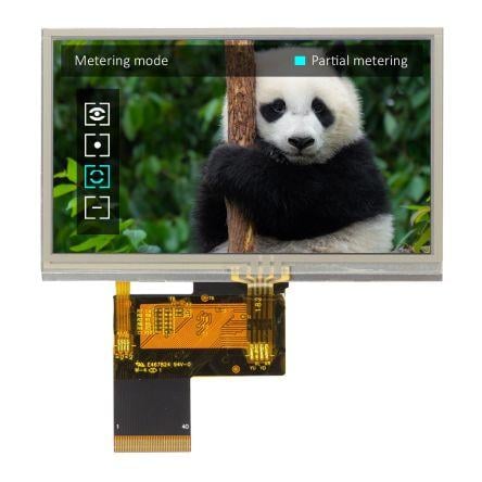 Barevný displej LCD NHD-4.3-480272EF-ASXP-T, řada: NHD 4.3 in Dotykový displej 480 x 272 pixelů podsvícení LED rozhraní