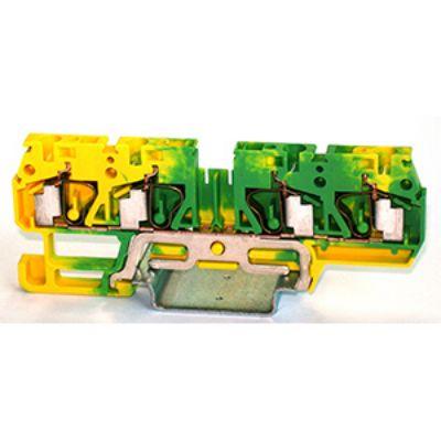 RS PRO Zemnicí svorkovnice, počet cest: 1, 12AWG, 24 AWG, délka: 87.5 mm Lišta DIN 4mm² barva Žlutá, Zelená Pružinová