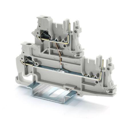 RS PRO Napájení přes svorkovnici, 400V Šedá 2.5mm² 1 Pružinová svorka