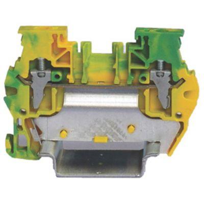 RS PRO Zemnicí svorkovnice, počet cest: 1, 10AWG, 24 AWG, délka: 57.8 mm Lišta DIN 4mm² barva Žlutá, Zelená Objímka,