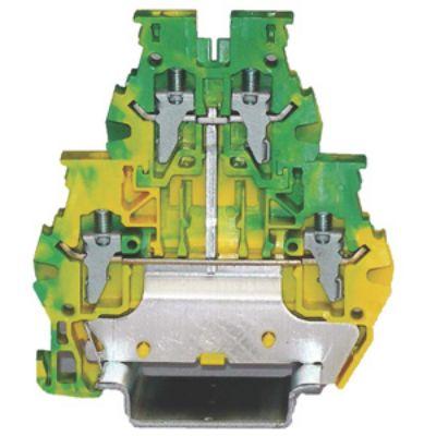 RS PRO Zemnicí svorkovnice, počet cest: 1, 10AWG, 24 AWG, délka: 57.8 mm Lišta DIN 4mm² barva Žlutá, Zelená Objímka,