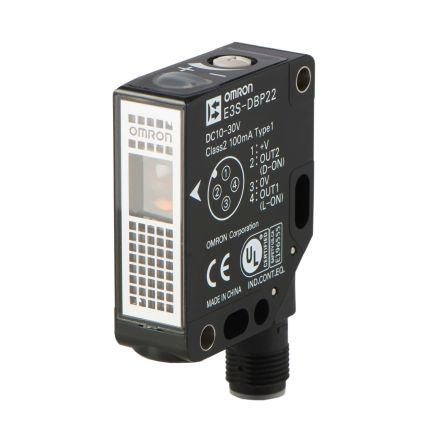 Omron Fotoelektrický snímač, řada: E3S Červená LED Pravoúhlý 4kolíkový M12, výstup: PnP Retroreflexní IP67, IP69K