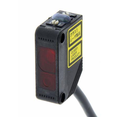 Omron Fotoelektrický snímač, řada: E3Z Červená laserová dioda Pravoúhlý Kabel, výstup: PnP Potlačení pozadí IP67