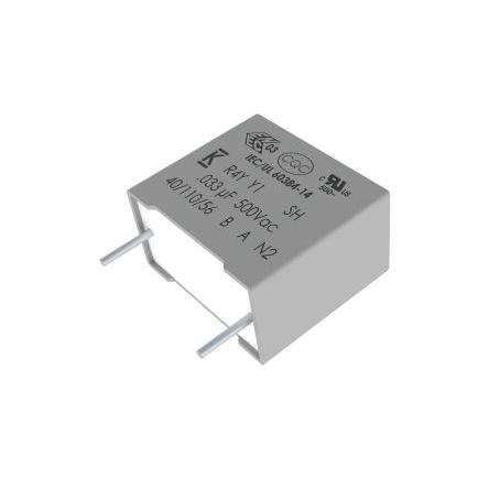 Vrstvové kondenzátory, řada: R4Y 22 nF ±10 % 500 V dc 600V ac, Průchozí otvor KEMET AEC-Q200