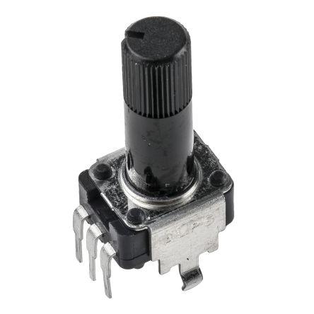 Karbonový fóliový potenciometr, průměr hřídele: 6 mm 1otáčkový, řada: RK09K 10 kΩ 20 % 0.05 W Rotační, Montáž do panelu,