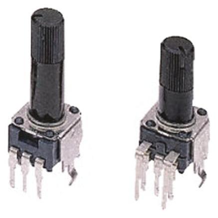 Karbonový fóliový potenciometr, průměr hřídele: 6 mm 1otáčkový, řada: RK09K 10 kΩ 20 % 0.05 W Rotační, Montáž do panelu,