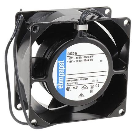ebm-papst Axiální ventilátor, řada: 8000 N, průtok vzduchu: 36 m³/h 8 W 115V ac 70 mA IP65 80 mm 80mm 38 mm