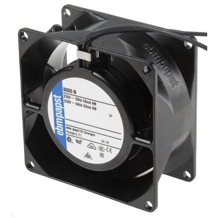 ebm-papst Axiální ventilátor, řada: 8000 N, průtok vzduchu: 30 m³/h 9 W 230V ac 39 mA IP65 80 mm 80mm 38 mm