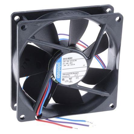 ebm-papst Axiální ventilátor, řada: 3400 N, průtok vzduchu: 72 m³/h 2 W 12V dc 166 mA IP68 92 mm 92mm 25.4 mm